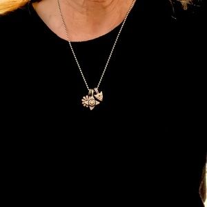 Lisa Jenks Silver necklace with 3 charms